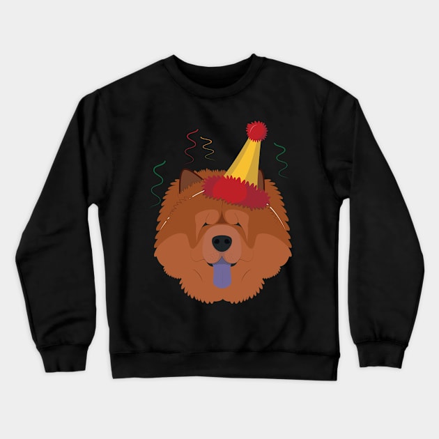 Chow Chow Dog Wearing A Party Hat Funny Xmas Gift Crewneck Sweatshirt by salemstore